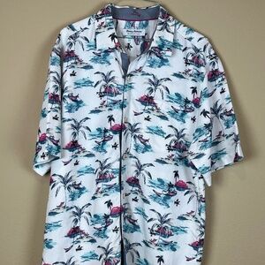 Tommy Bahama “The Coconut Point” White Tropical shirt; Size L; EUC